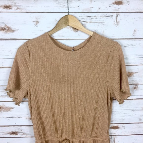 Khaki MakeMeChic High Waist Romper - Picture 3 of 12